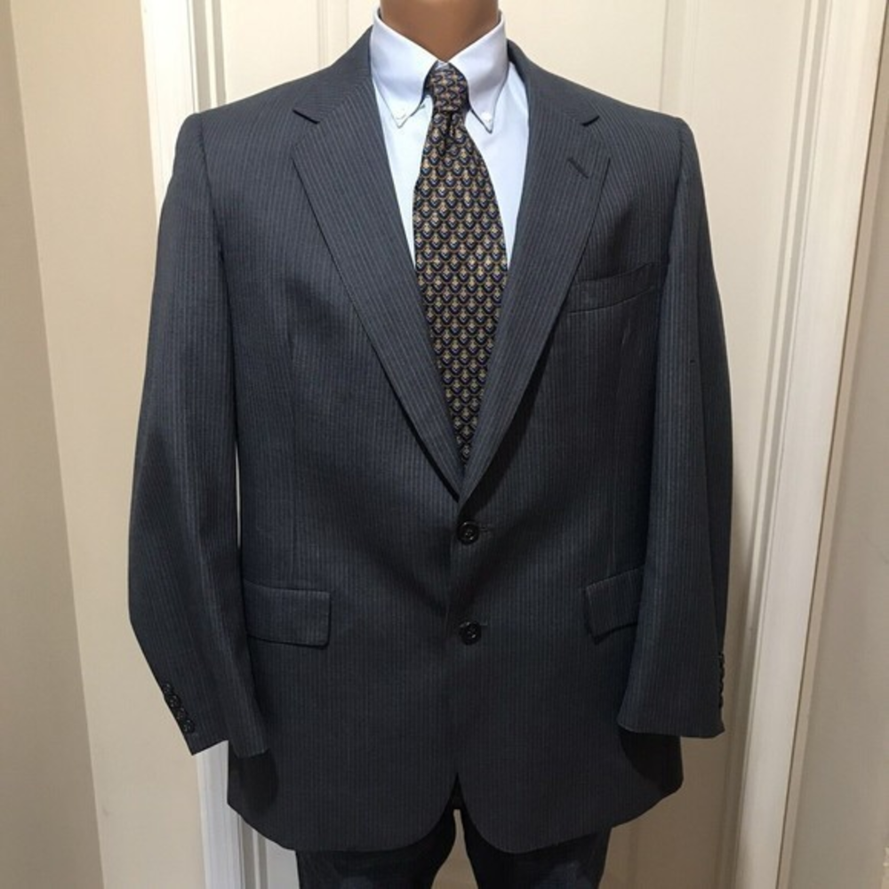 HART SCHAFFNER & MARX VIRACLE 42L* Blazer Gray PINSTRIPE‎  Sport Coat Vintage